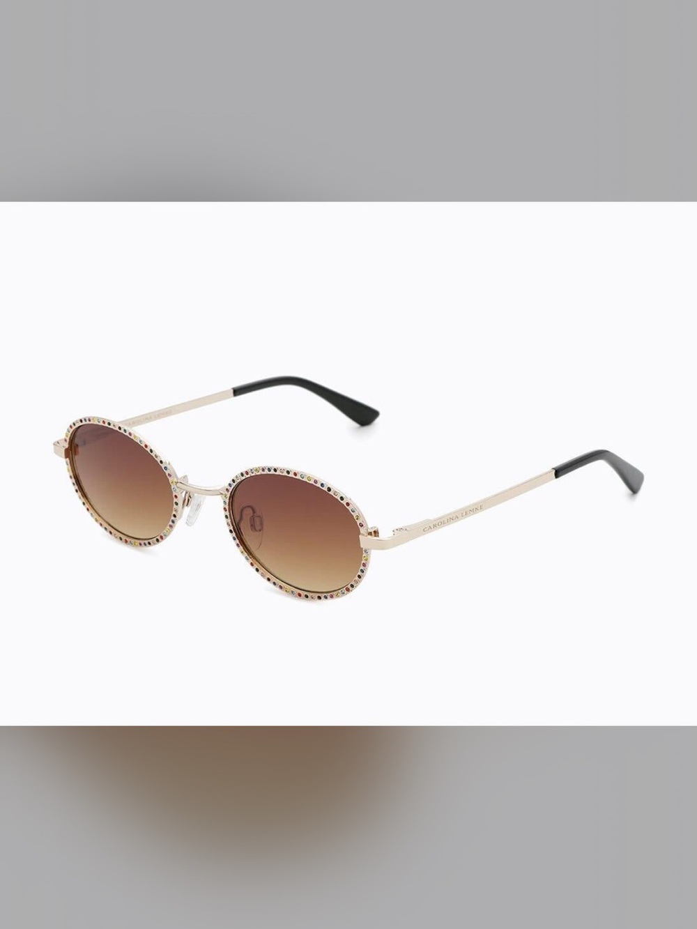 Carolina Lemke Round Crystal-Trim Brown Gradient Sunglasses